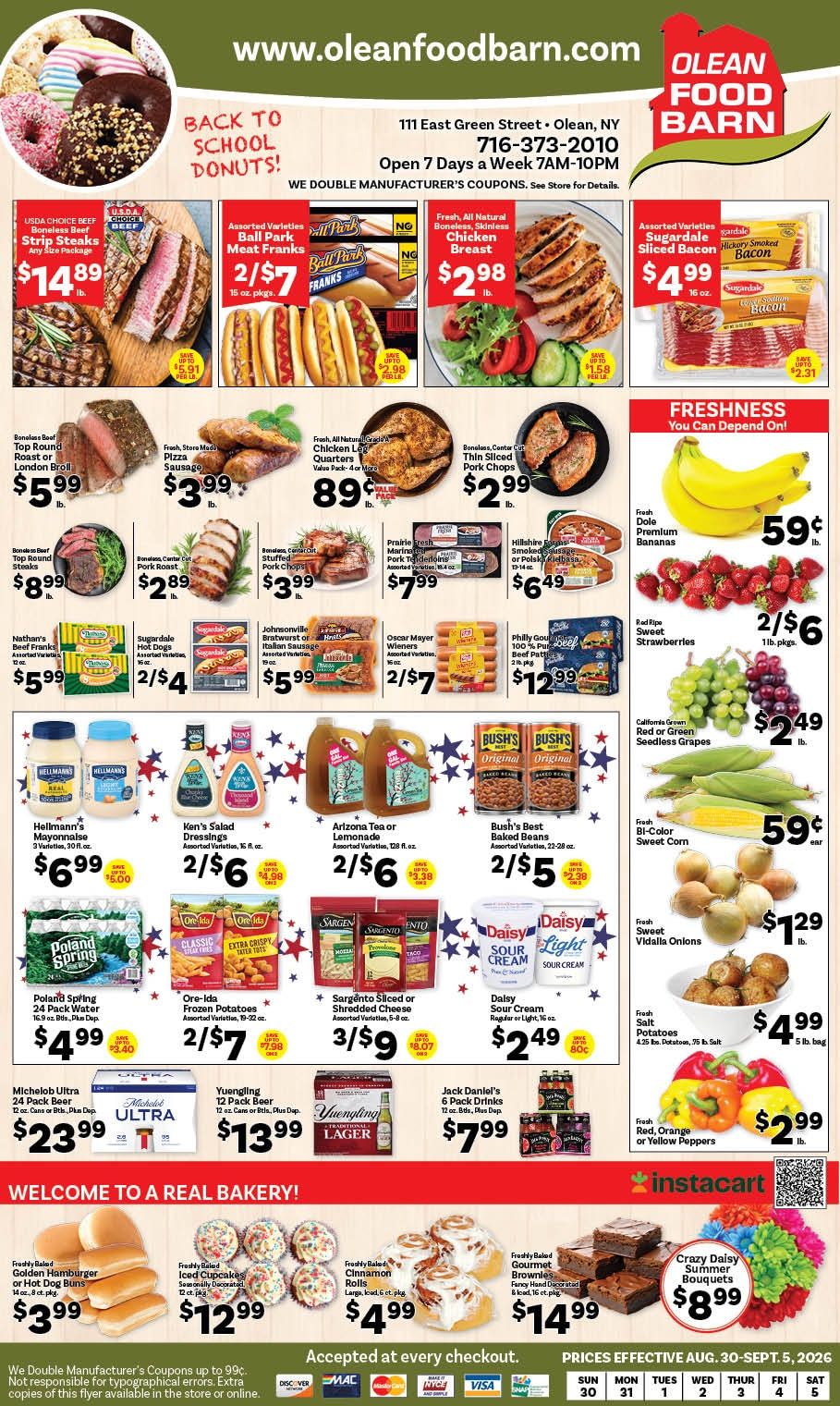 Olean Food Barn Weekly Ad August 30 - September 5, 2026