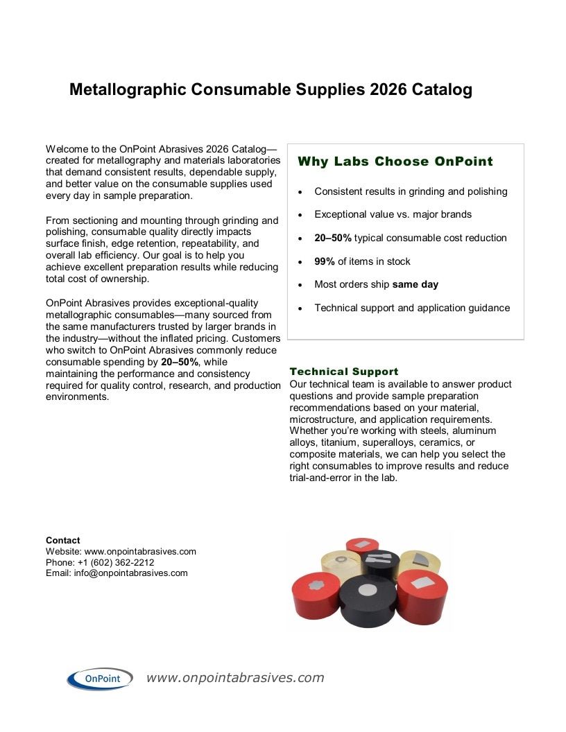 OnPoint Abrasives Abrasives Catalog Weekly Ad January 1 - December 31, 2026