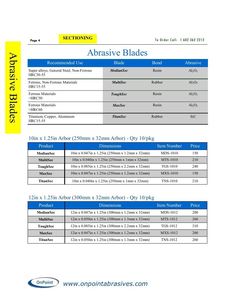 OnPoint Abrasives Abrasives Catalog Weekly Ad January 1 - December 31, 2026