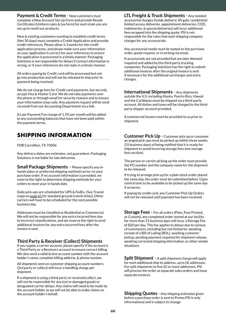 Packaging Solutions Packaging Catalog Weekly Ad January 1 - December 31, 2026