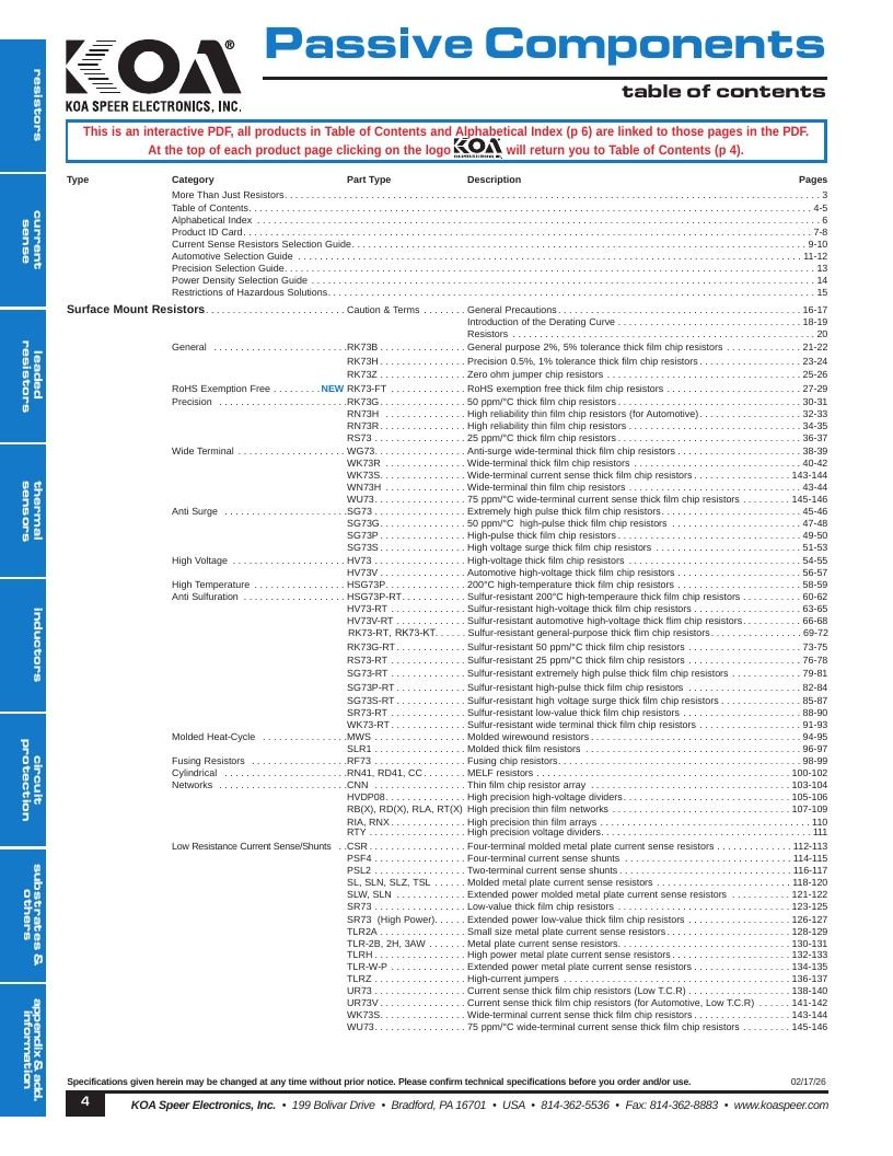 KOA Speer Electronics Electronic Components Catalog Weekly Ad January 1 - December 31, 2026