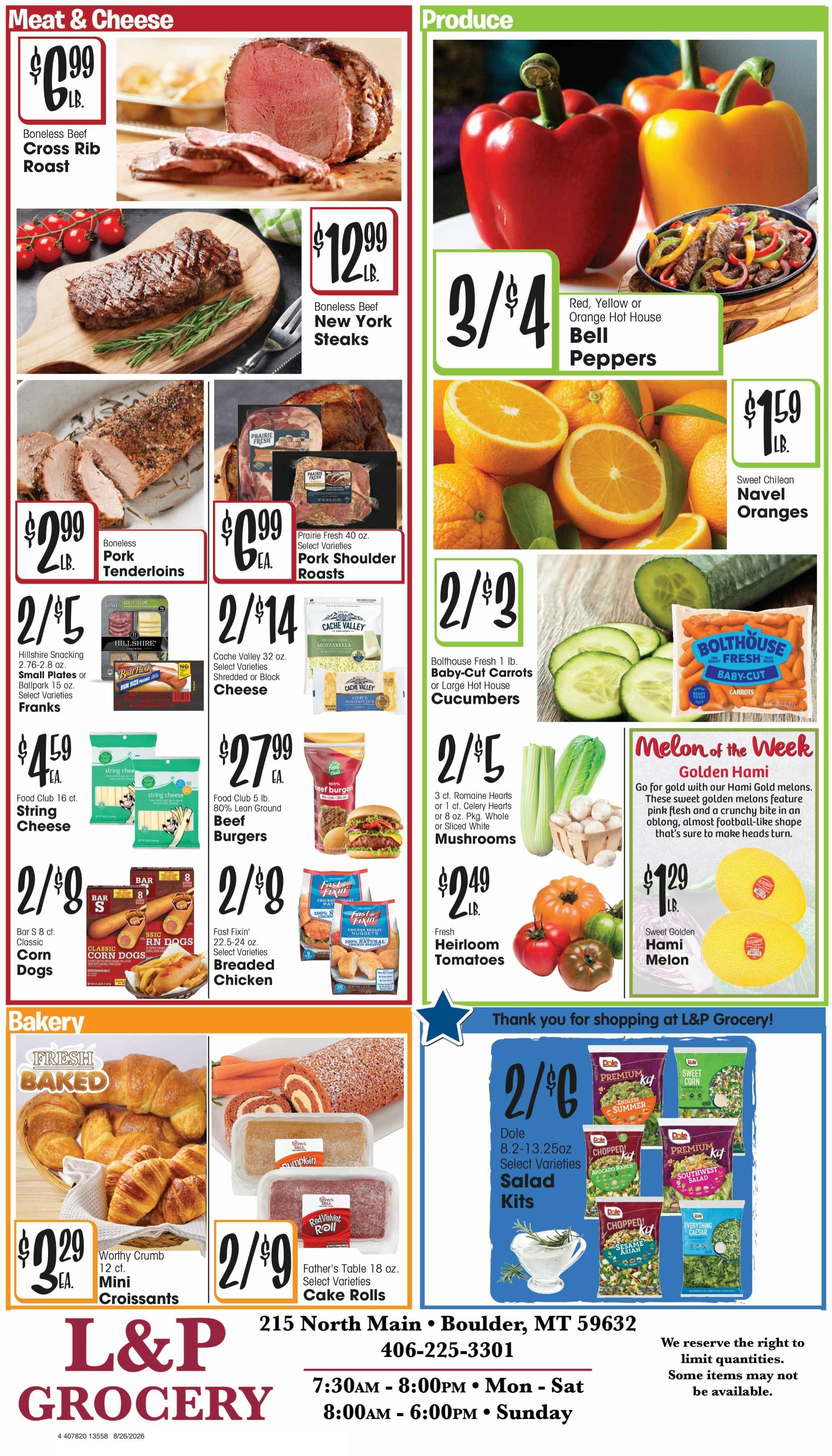L&P Grocery (215 N Main St, Boulder, MT) Weekly Ad August 26 - September 1, 2026