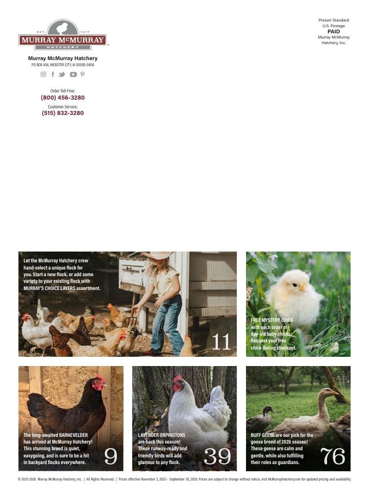 Murray McMurray Hatchery Poultry Catalog Weekly Ad January 1 - December 31, 2026