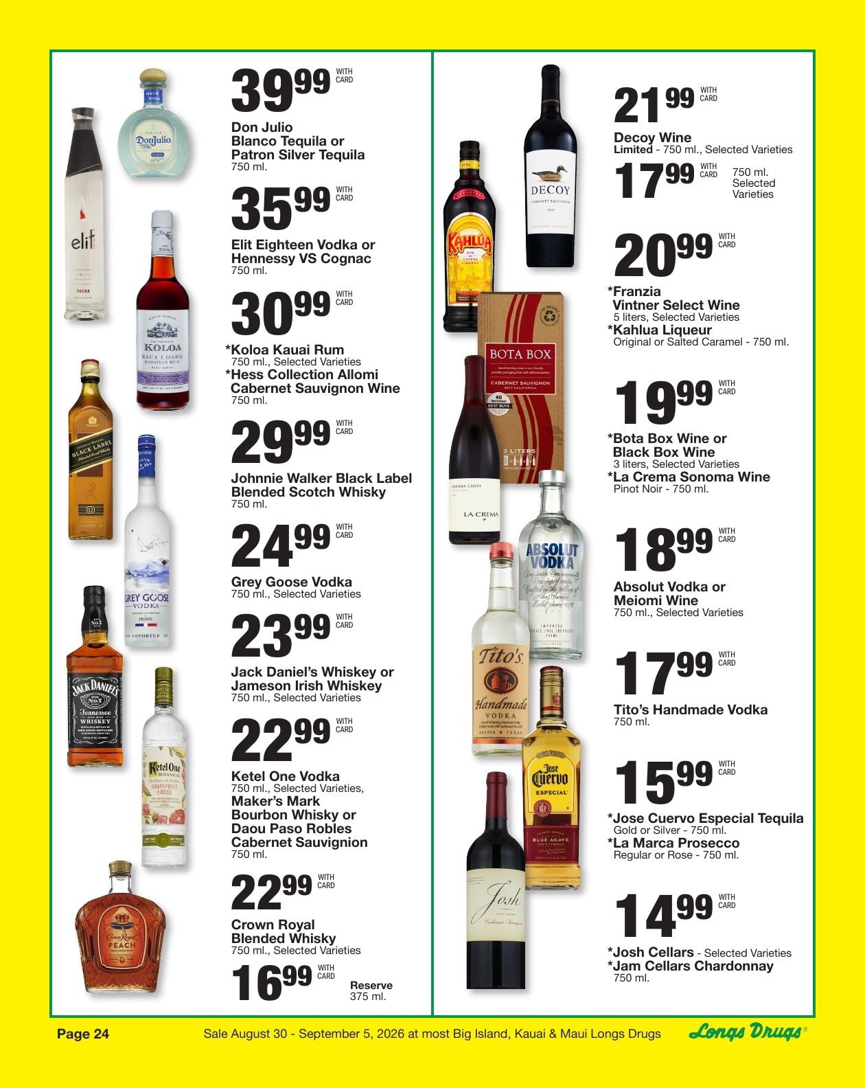 Longs Drugs Big Island Weekly Ad August 30 - September 5, 2026