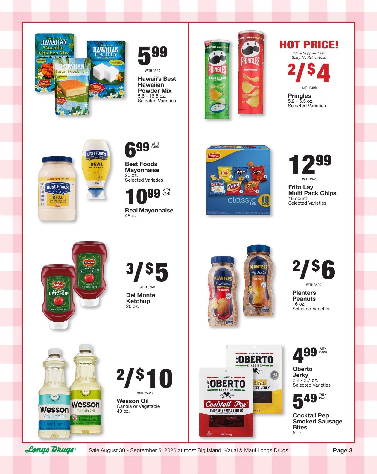 Longs Drugs Big Island Weekly Ad August 30 - September 5, 2026