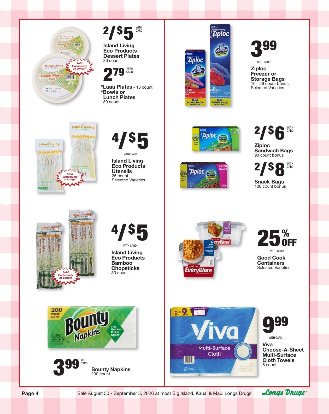 Longs Drugs Big Island Weekly Ad August 30 - September 5, 2026