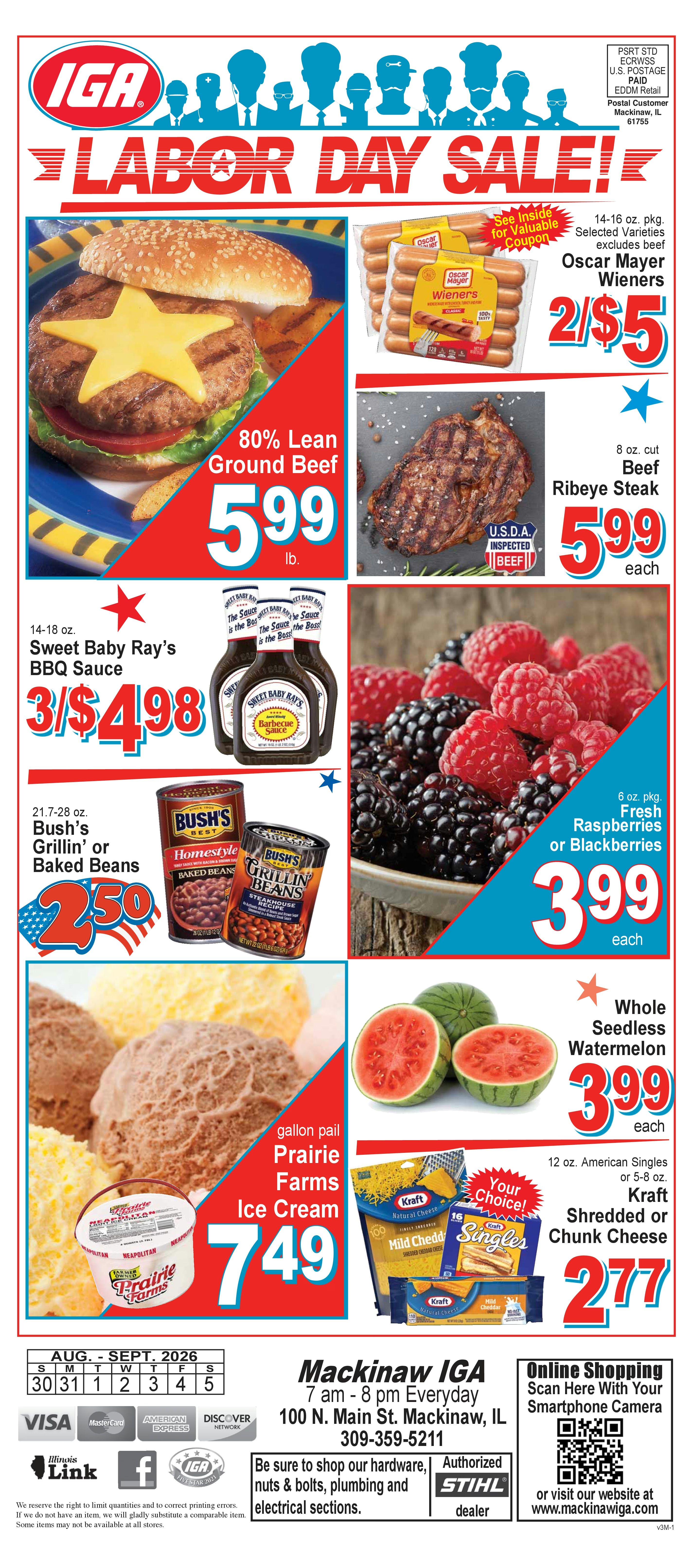 Mackinaw IGA (100 N. Main St., Mackinaw, IL) Weekly Ad August 30 - September 5, 2026