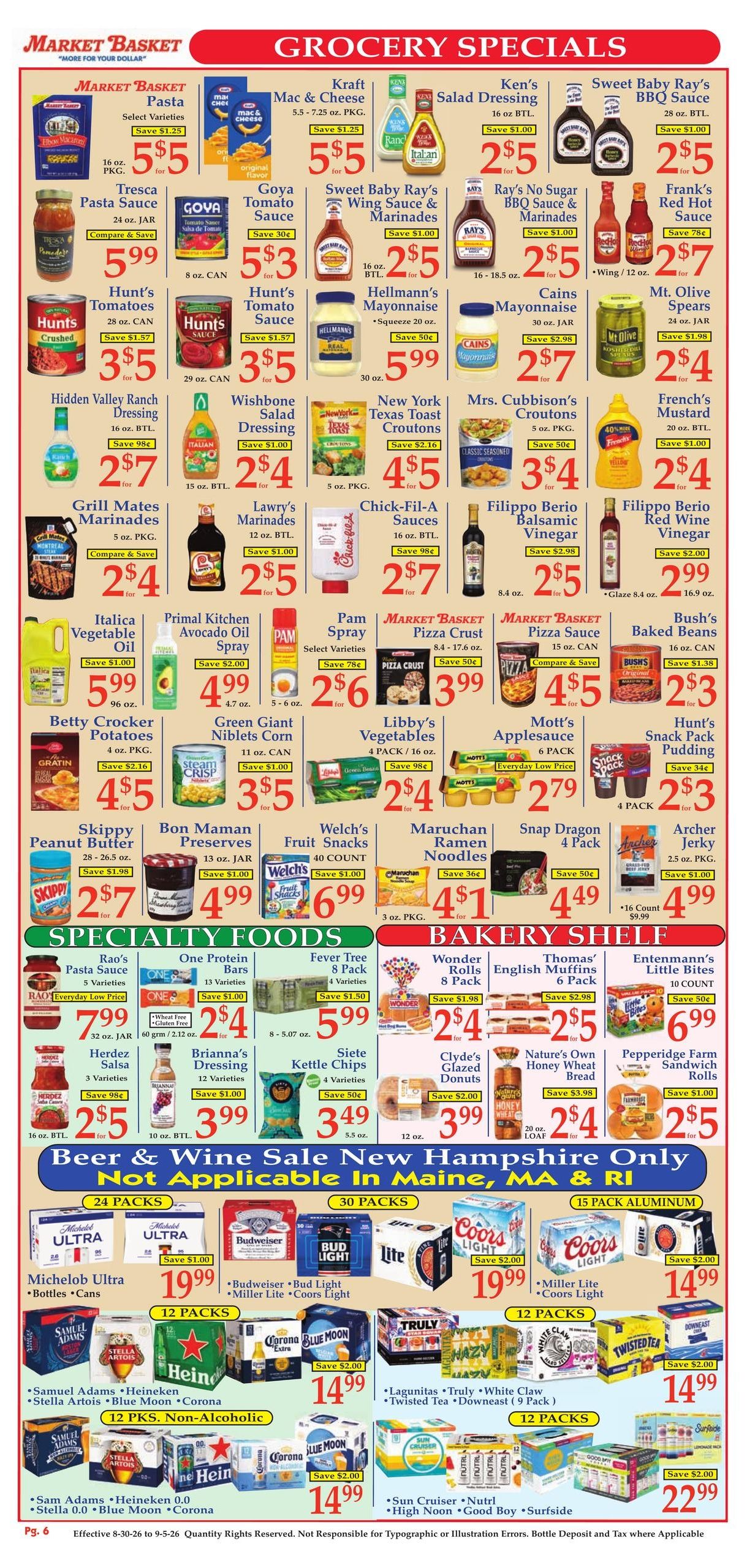 Market Basket (Allston Area, MA) Weekly Ad August 30 - September 5, 2026