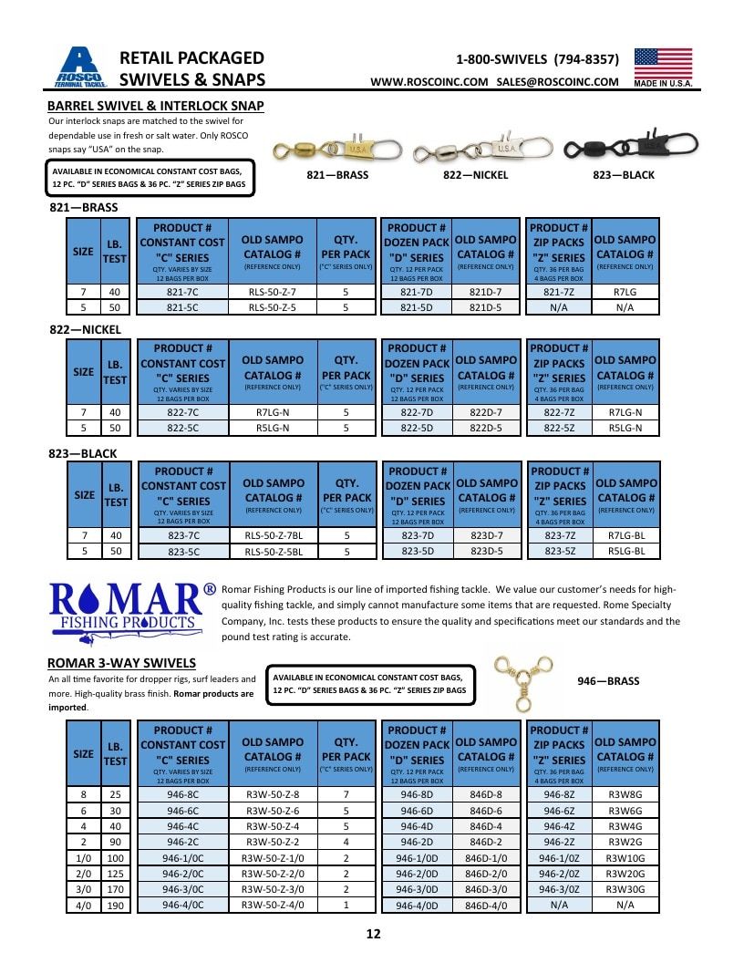 Rosco Tackle Fishing Tackle Catalog Weekly Ad January 1 - December 31, 2026