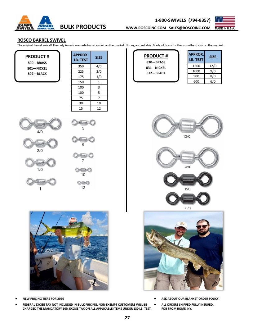 Rosco Tackle Fishing Tackle Catalog Weekly Ad January 1 - December 31, 2026