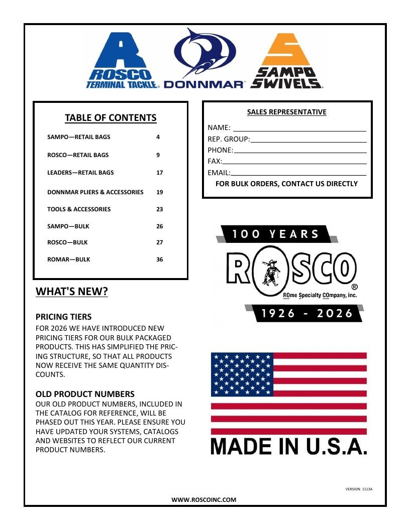 Rosco Tackle Fishing Tackle Catalog Weekly Ad January 1 - December 31, 2026