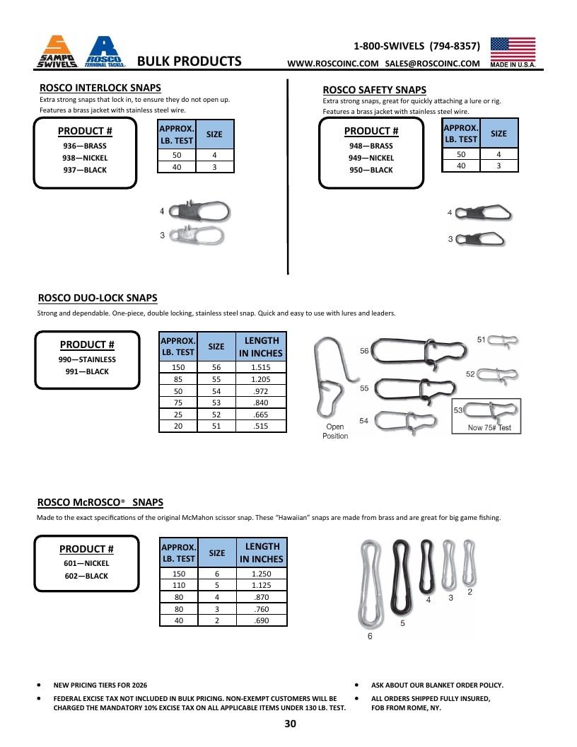 Rosco Tackle Fishing Tackle Catalog Weekly Ad January 1 - December 31, 2026