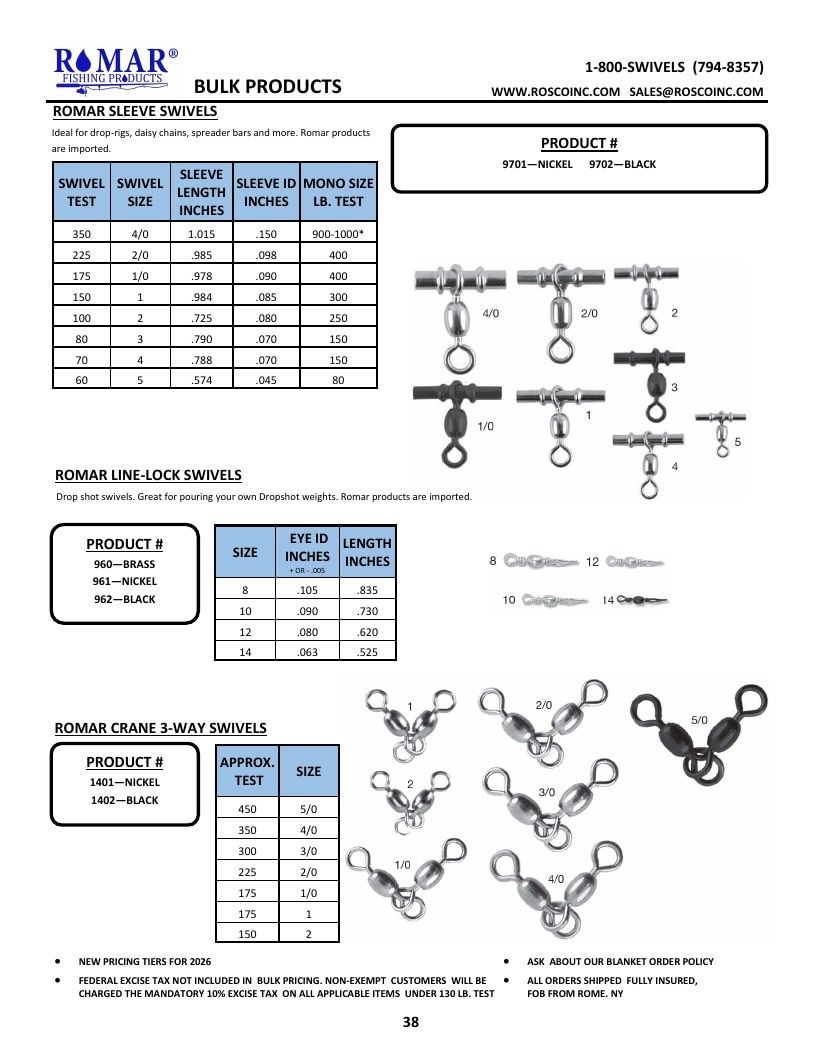 Rosco Tackle Fishing Tackle Catalog Weekly Ad January 1 - December 31, 2026