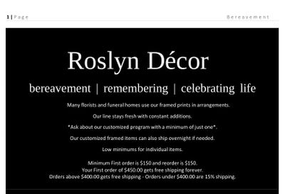 Roslyn Decor Bereavement Decor Catalog Weekly Ad January 1 - December 31, 2026