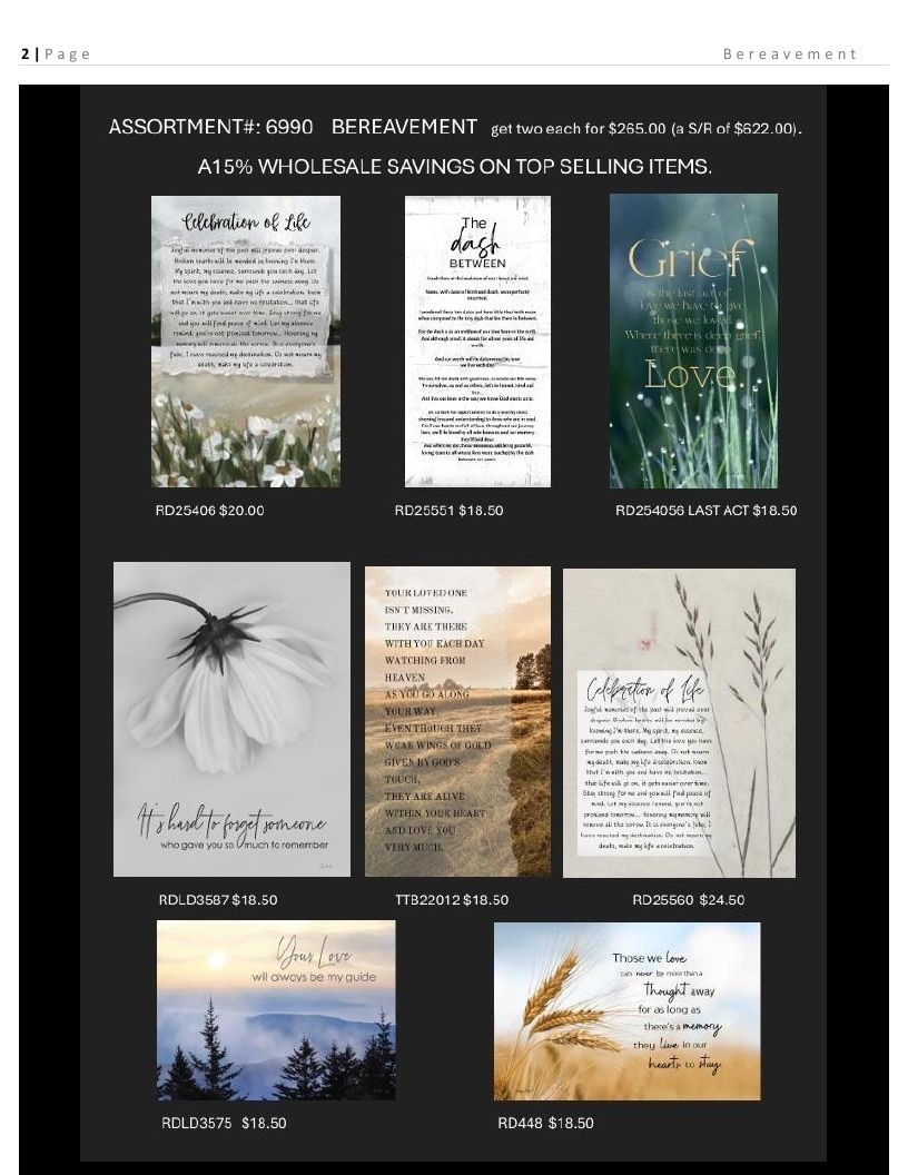Roslyn Decor Bereavement Decor Catalog Weekly Ad January 1 - December 31, 2026