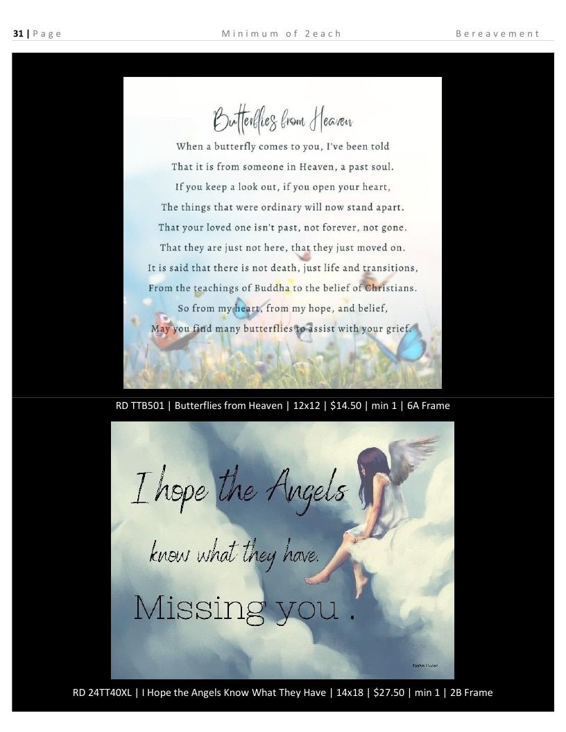 Roslyn Decor Bereavement Decor Catalog Weekly Ad January 1 - December 31, 2026