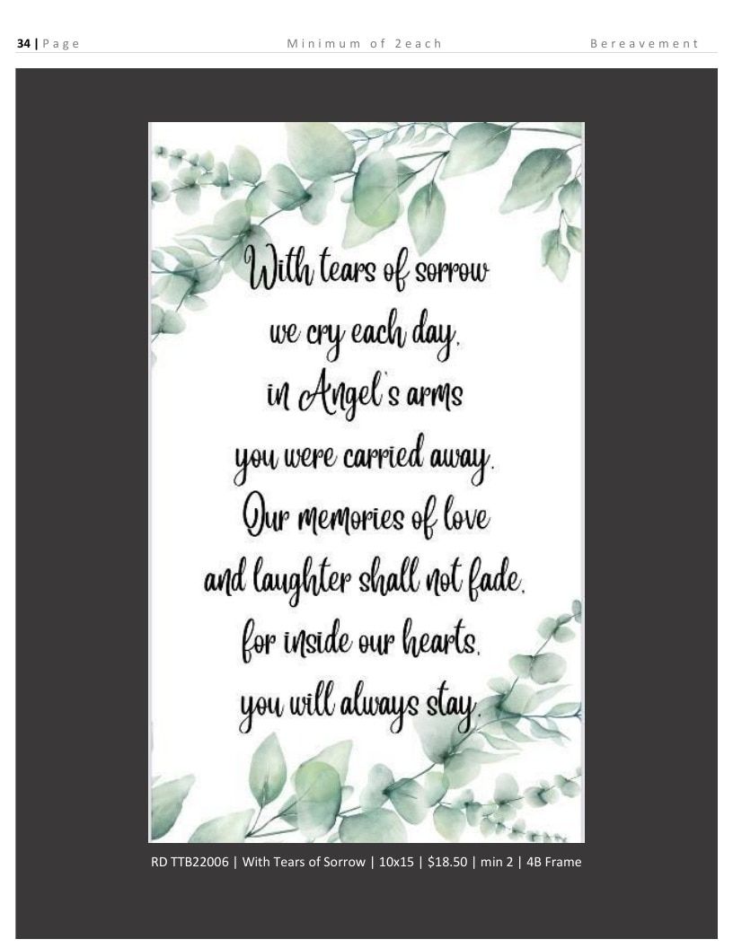 Roslyn Decor Bereavement Decor Catalog Weekly Ad January 1 - December 31, 2026