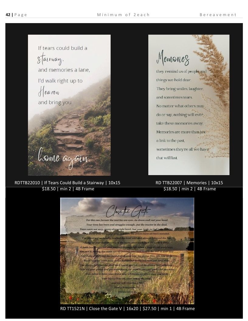 Roslyn Decor Bereavement Decor Catalog Weekly Ad January 1 - December 31, 2026