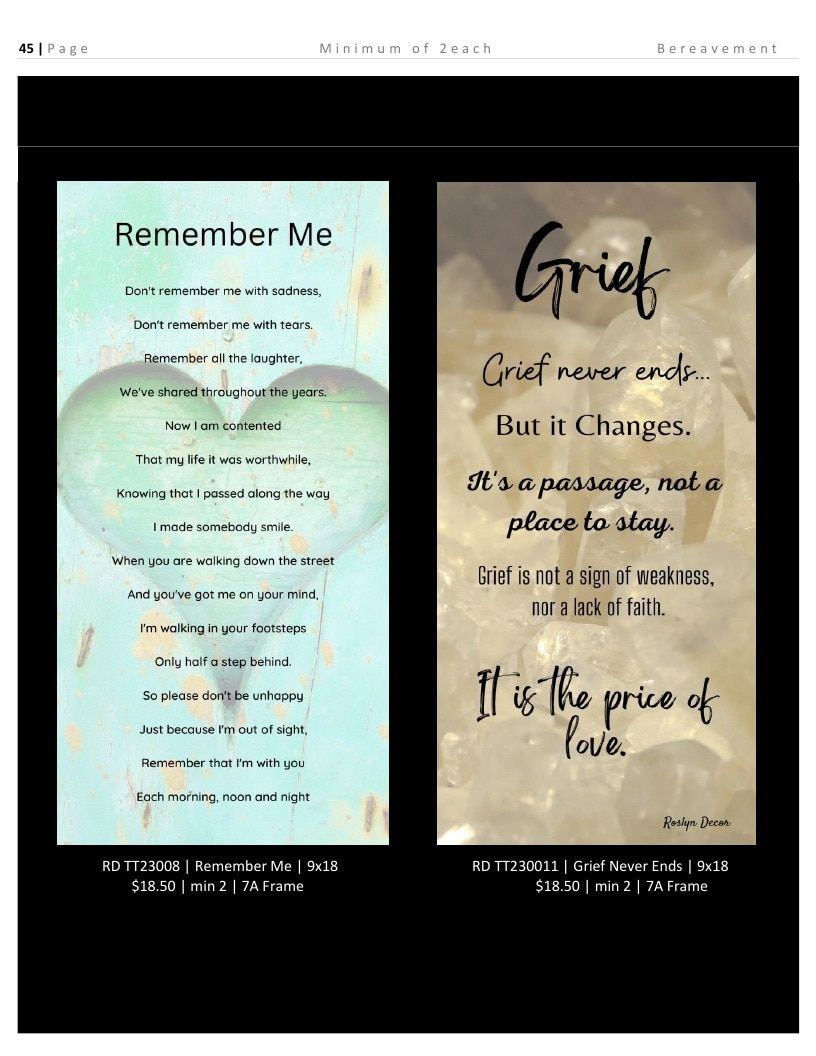 Roslyn Decor Bereavement Decor Catalog Weekly Ad January 1 - December 31, 2026