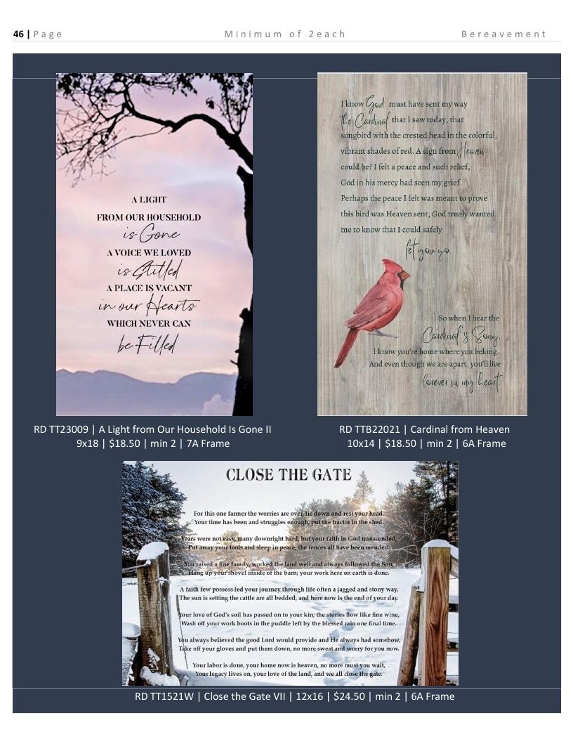 Roslyn Decor Bereavement Decor Catalog Weekly Ad January 1 - December 31, 2026