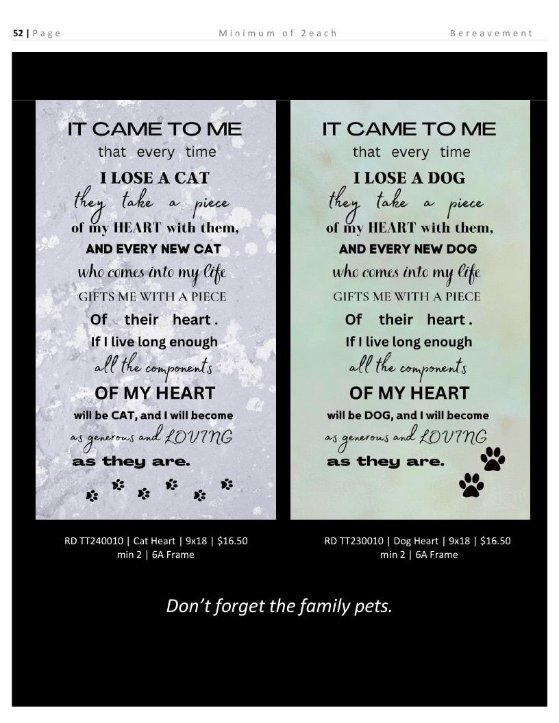 Roslyn Decor Bereavement Decor Catalog Weekly Ad January 1 - December 31, 2026