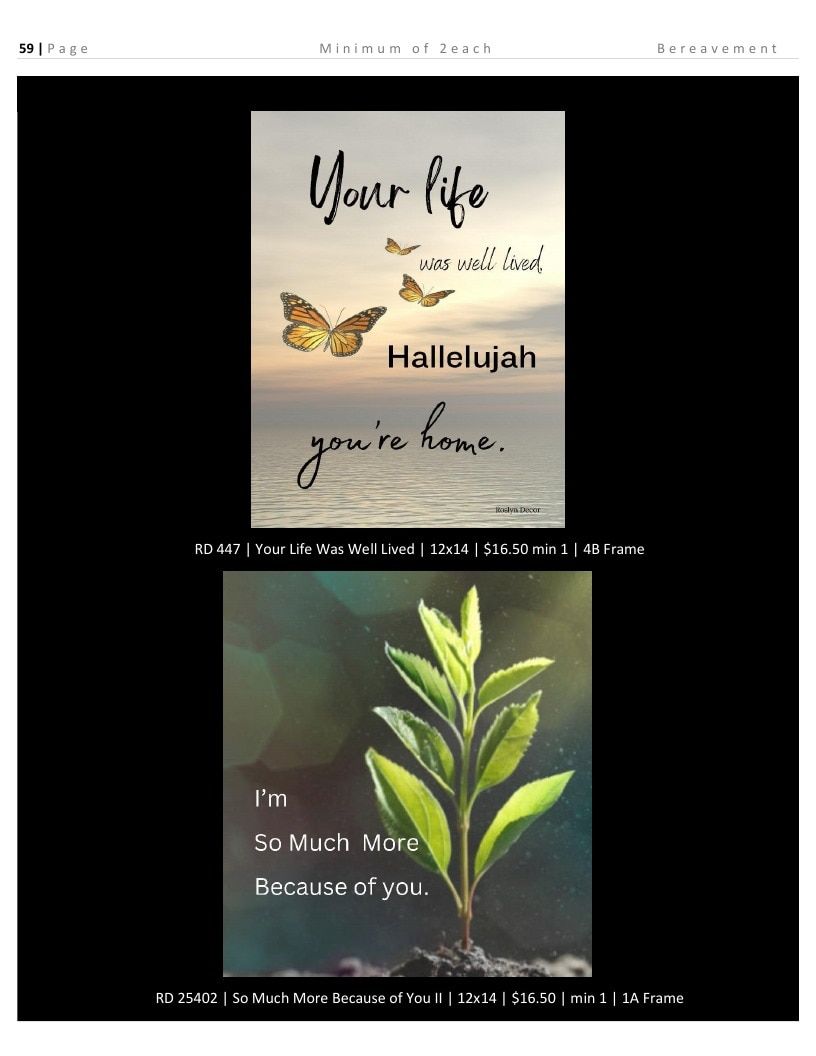 Roslyn Decor Bereavement Decor Catalog Weekly Ad January 1 - December 31, 2026