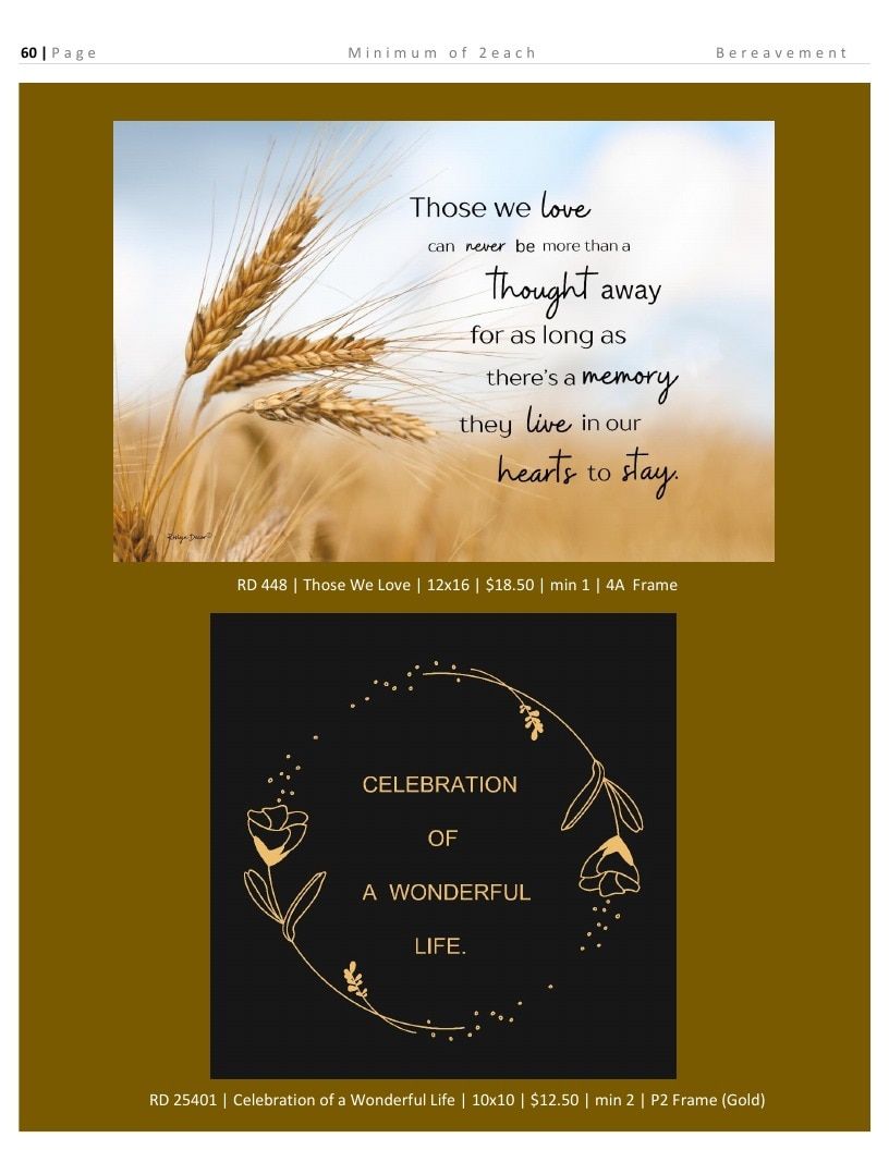 Roslyn Decor Bereavement Decor Catalog Weekly Ad January 1 - December 31, 2026