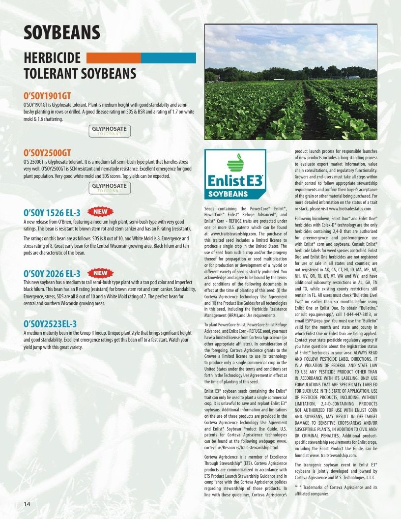 O'Brien Hybrids Seed Product Guide Weekly Ad January 1 - December 31, 2026
