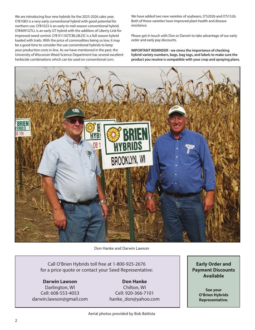O'Brien Hybrids Seed Product Guide Weekly Ad January 1 - December 31, 2026