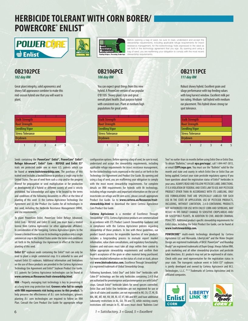 O'Brien Hybrids Seed Product Guide Weekly Ad January 1 - December 31, 2026