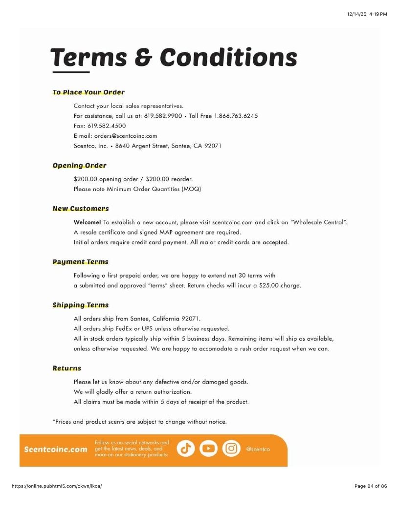 Scentco Annual Scented Products Catalog Weekly Ad January 1 - December 31, 2026