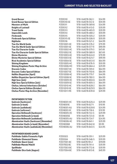 Paizo Roleplaying Games Catalog Weekly Ad January 1 - December 31, 2026