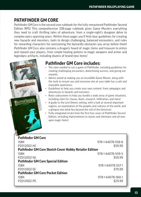 Paizo Roleplaying Games Catalog Weekly Ad January 1 - December 31, 2026