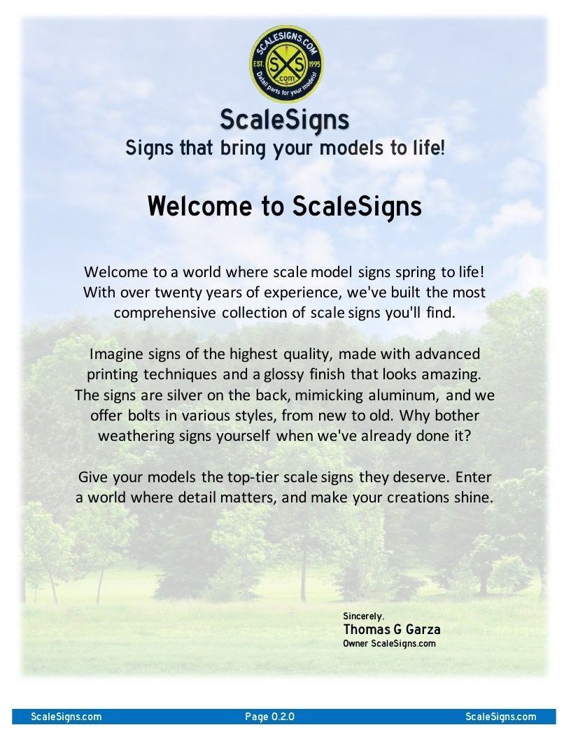 ScaleSigns HO Scale Signs Catalog Weekly Ad January 1 - December 31, 2026