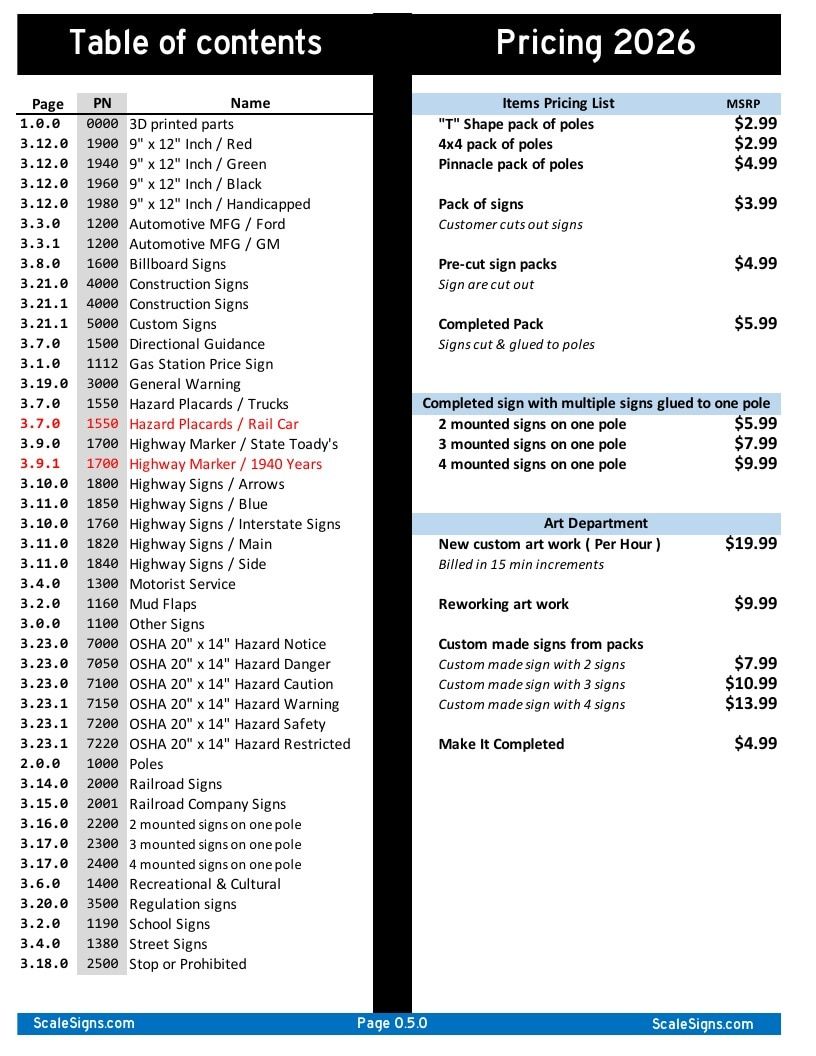 ScaleSigns HO Scale Signs Catalog Weekly Ad January 1 - December 31, 2026