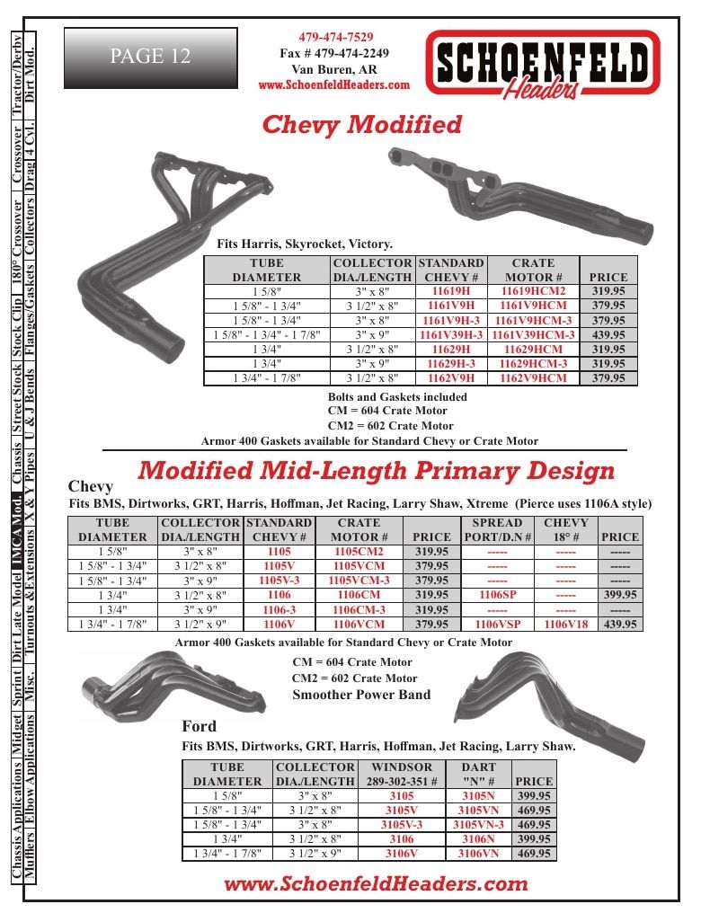Schoenfeld Headers Racing Headers Catalog Weekly Ad January 1 - December 31, 2026