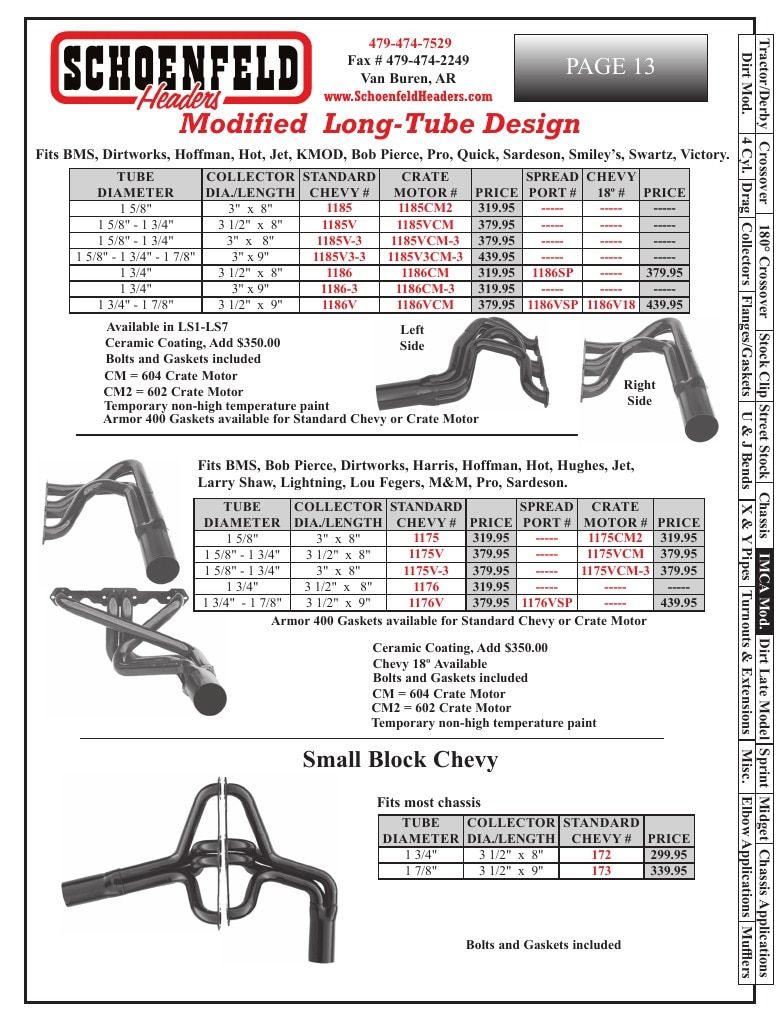 Schoenfeld Headers Racing Headers Catalog Weekly Ad January 1 - December 31, 2026