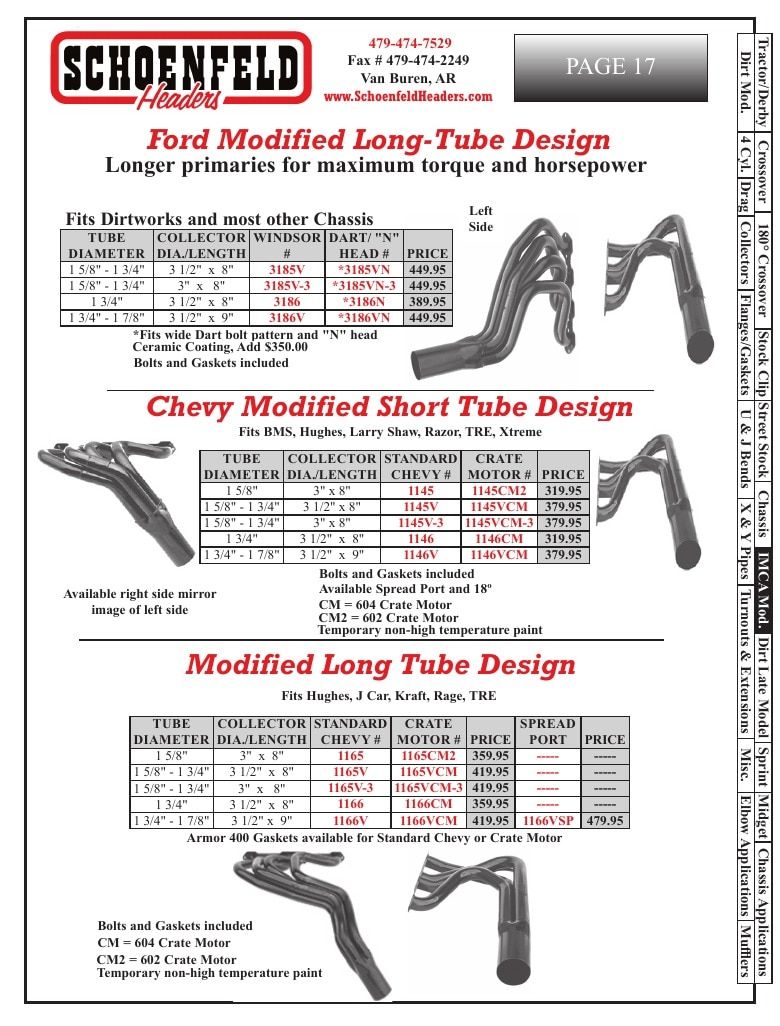 Schoenfeld Headers Racing Headers Catalog Weekly Ad January 1 - December 31, 2026