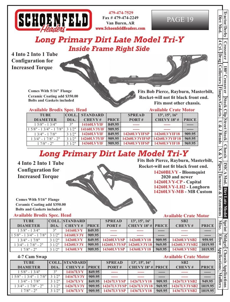 Schoenfeld Headers Racing Headers Catalog Weekly Ad January 1 - December 31, 2026
