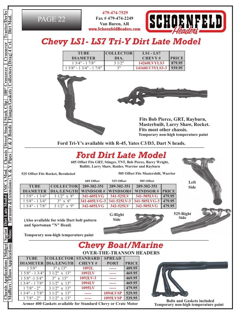Schoenfeld Headers Racing Headers Catalog Weekly Ad January 1 - December 31, 2026