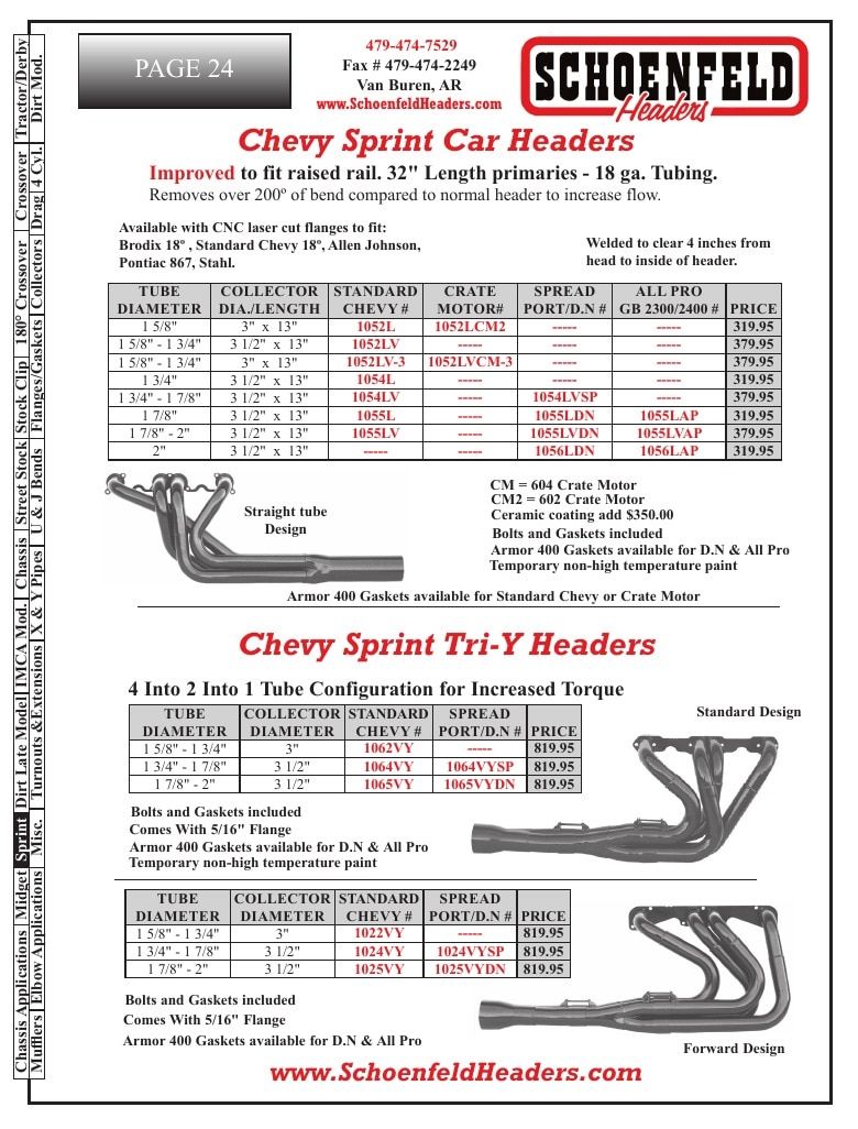 Schoenfeld Headers Racing Headers Catalog Weekly Ad January 1 - December 31, 2026