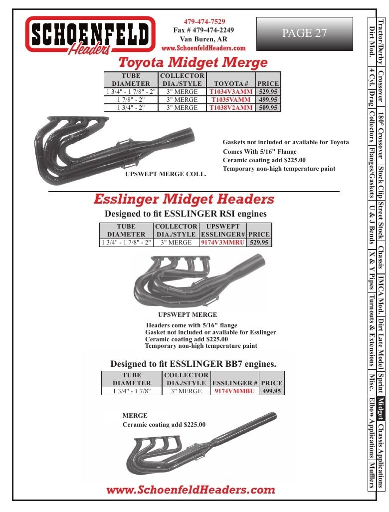 Schoenfeld Headers Racing Headers Catalog Weekly Ad January 1 - December 31, 2026