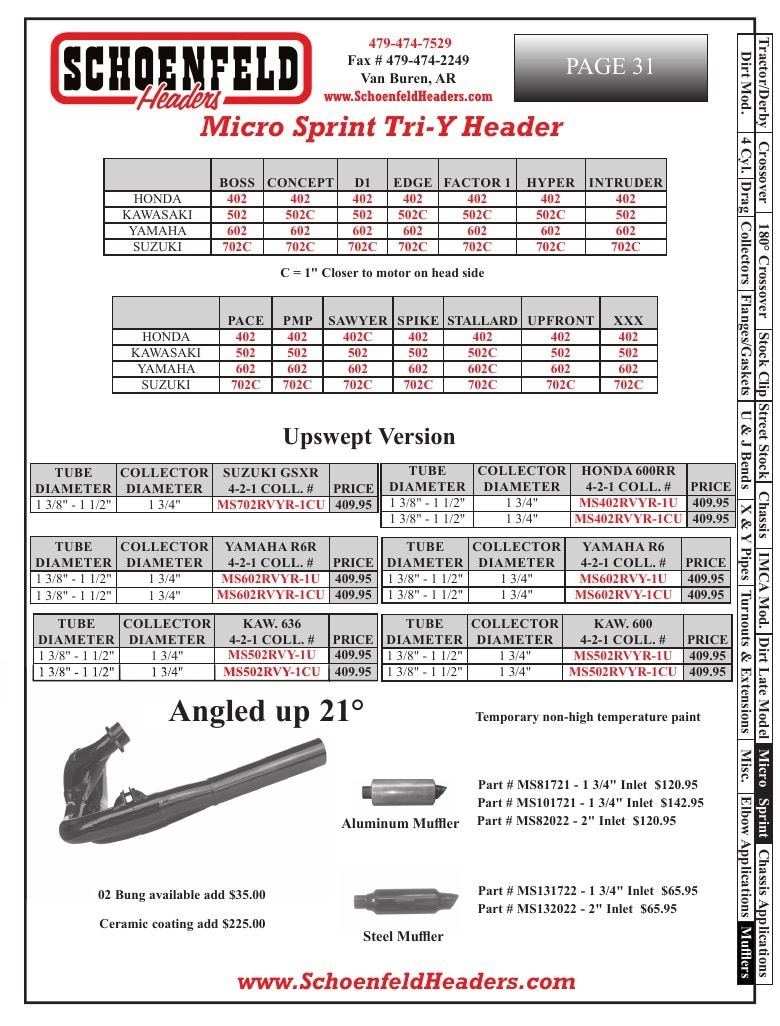 Schoenfeld Headers Racing Headers Catalog Weekly Ad January 1 - December 31, 2026