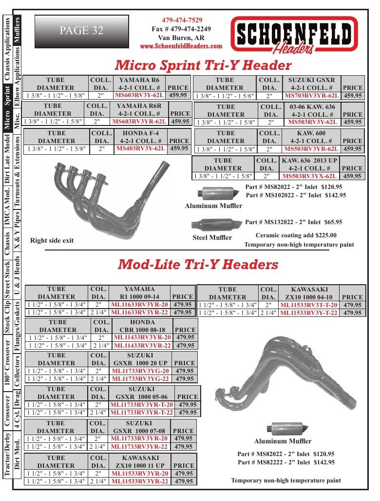 Schoenfeld Headers Racing Headers Catalog Weekly Ad January 1 - December 31, 2026