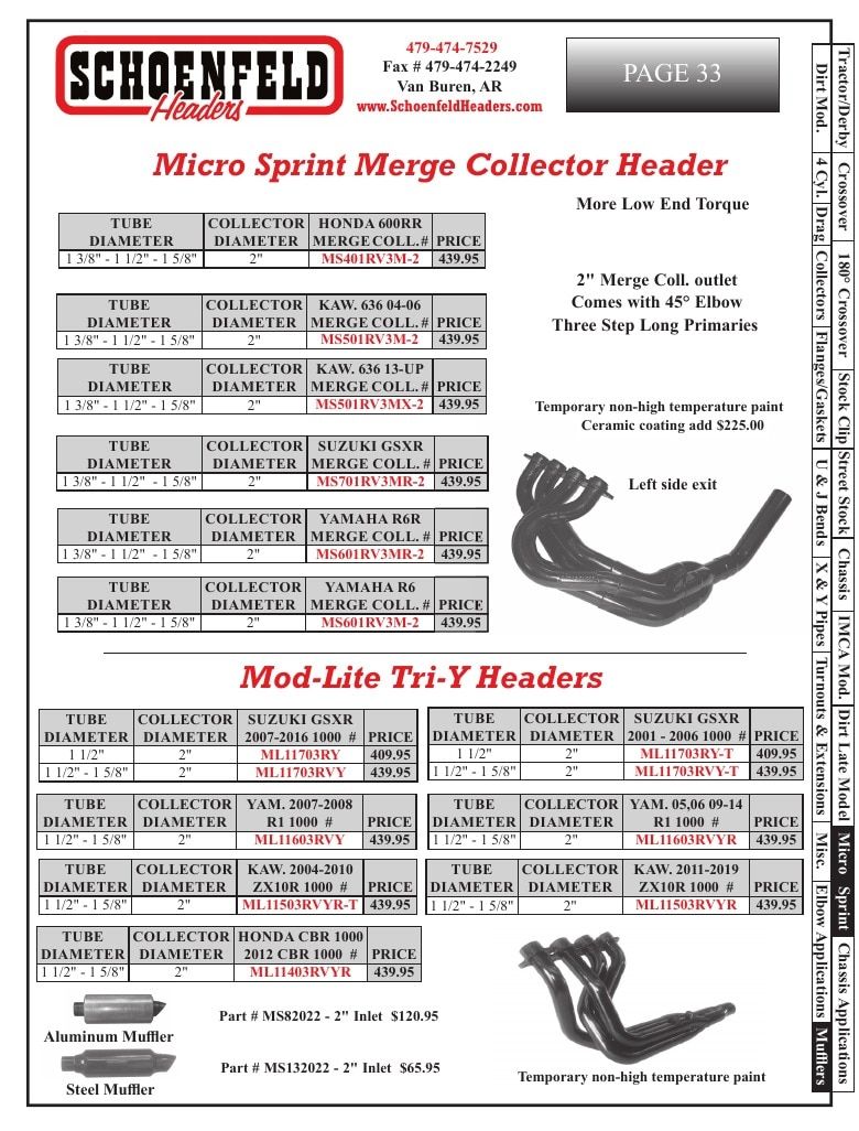 Schoenfeld Headers Racing Headers Catalog Weekly Ad January 1 - December 31, 2026
