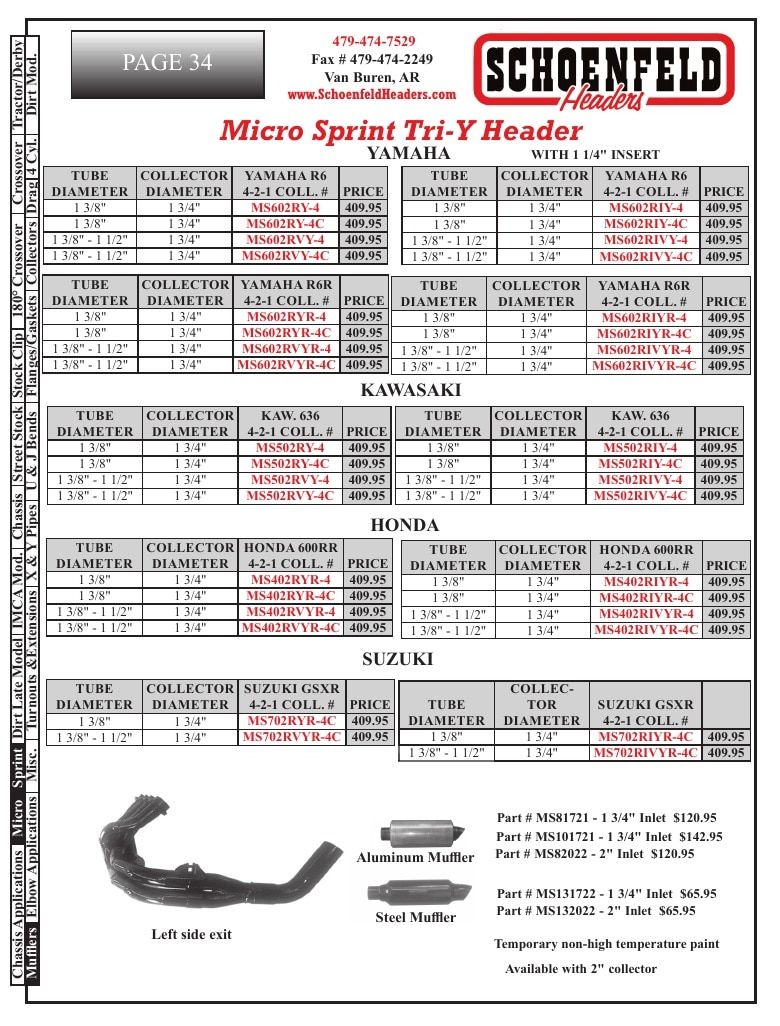Schoenfeld Headers Racing Headers Catalog Weekly Ad January 1 - December 31, 2026