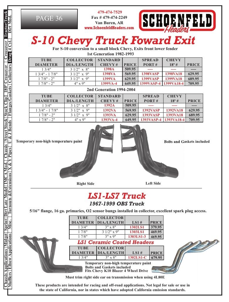 Schoenfeld Headers Racing Headers Catalog Weekly Ad January 1 - December 31, 2026