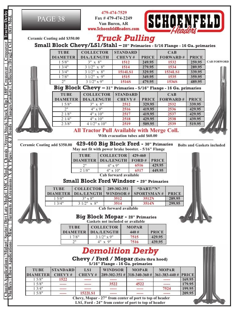 Schoenfeld Headers Racing Headers Catalog Weekly Ad January 1 - December 31, 2026