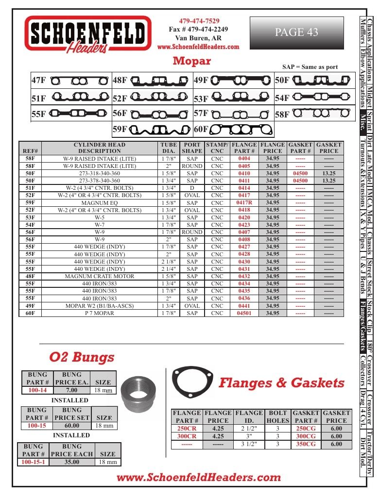 Schoenfeld Headers Racing Headers Catalog Weekly Ad January 1 - December 31, 2026