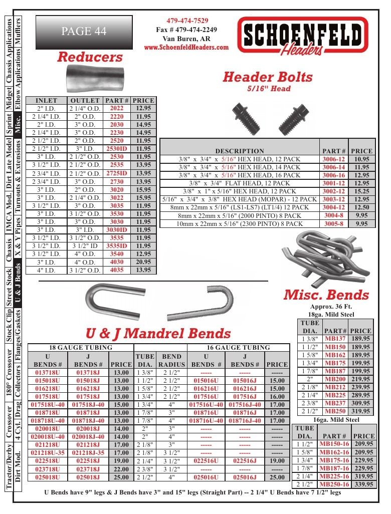 Schoenfeld Headers Racing Headers Catalog Weekly Ad January 1 - December 31, 2026